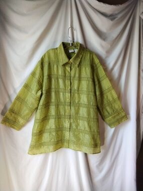 Studio C Lime Green Button-Down Shirt